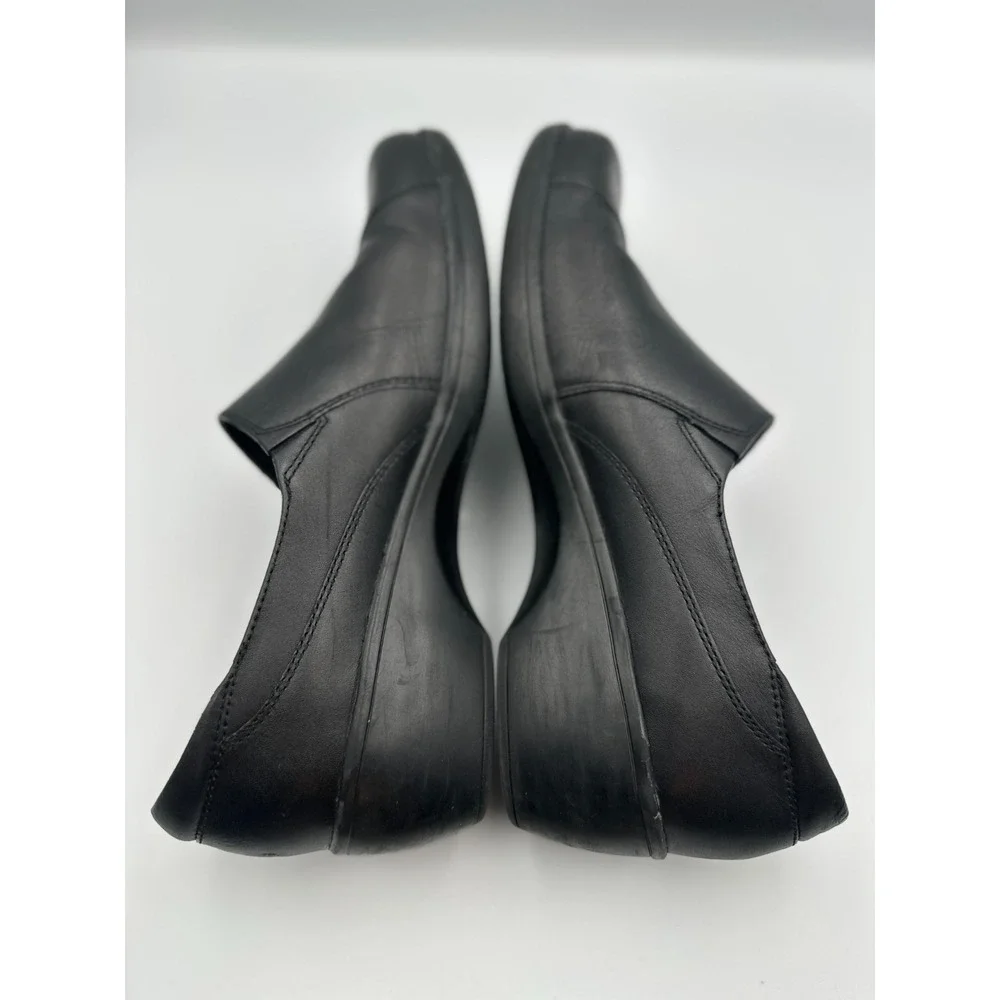 Clarks GRASP Black Leather Slip On Work Comfort Loafers Clogs Women's Size‎ 11 M